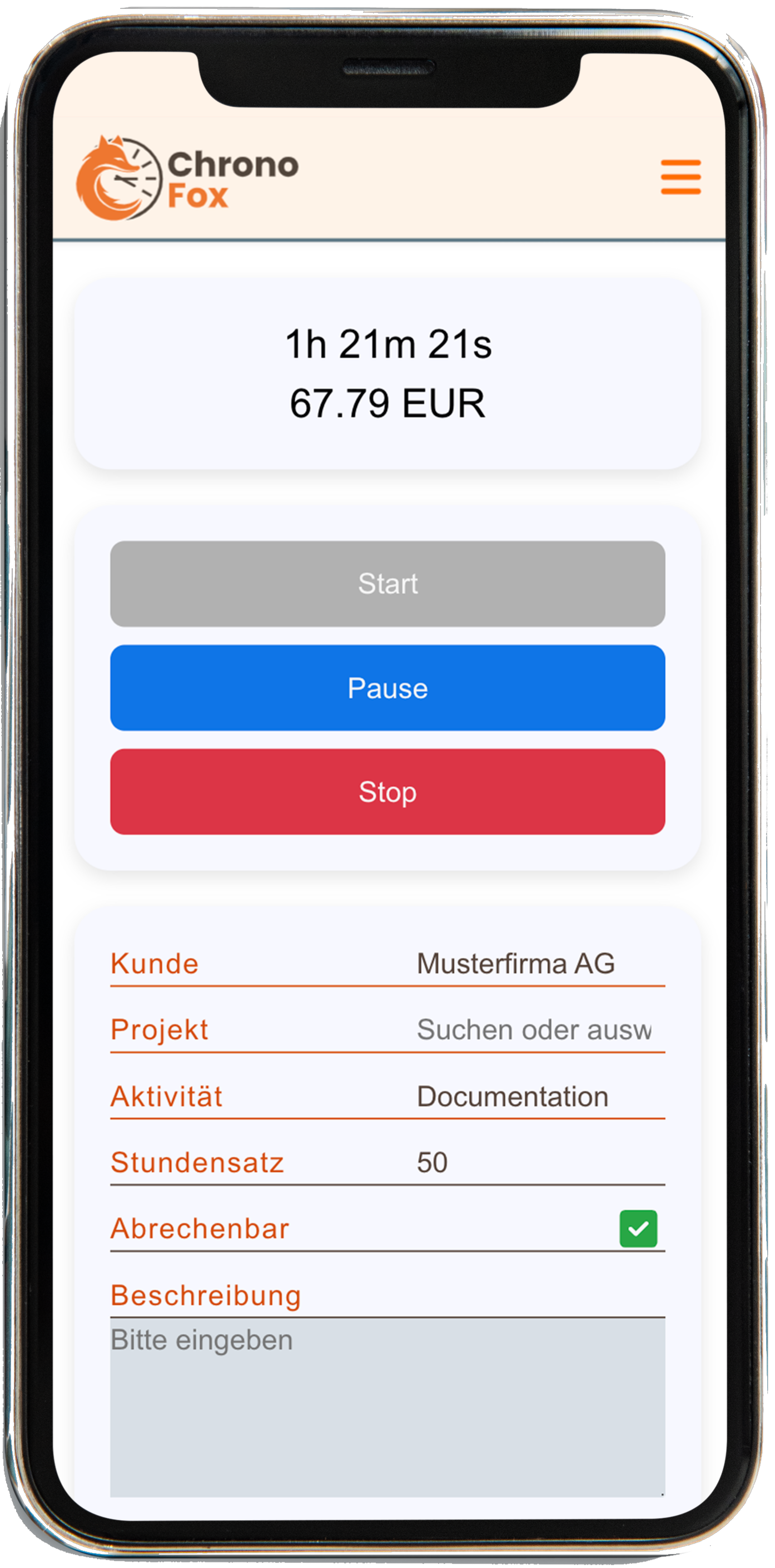Digitale Uhr auf einem Smartphone Digitale Uhr auf einem Smartphone mit laufender Stoppuhrfunktion