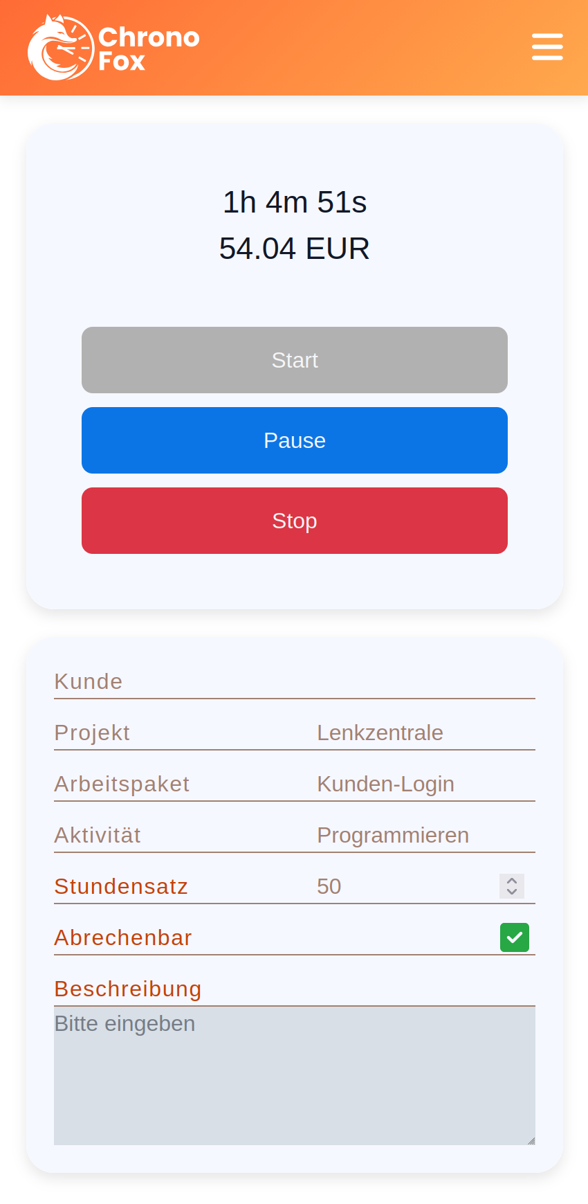 Digital clock on smartphone with running stopwatch function